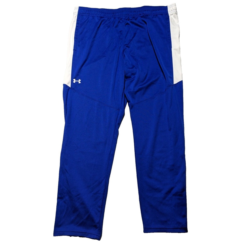 UNDER ARMOUR Loose‎ UA Rival Knit Pants Women 2XL Blue White Zip Ankle